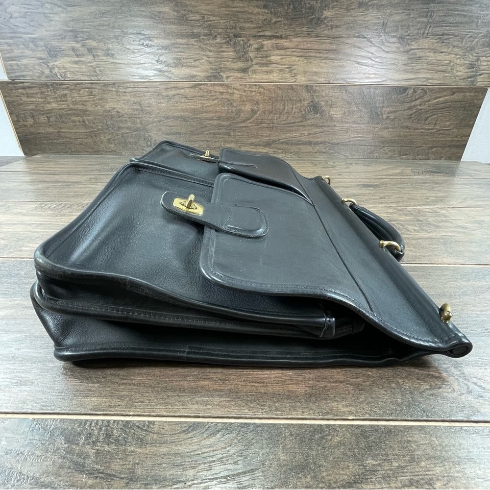 VTG Coach 5279 Black Leather Messenger Briefcase USA - Picture 5 of 13